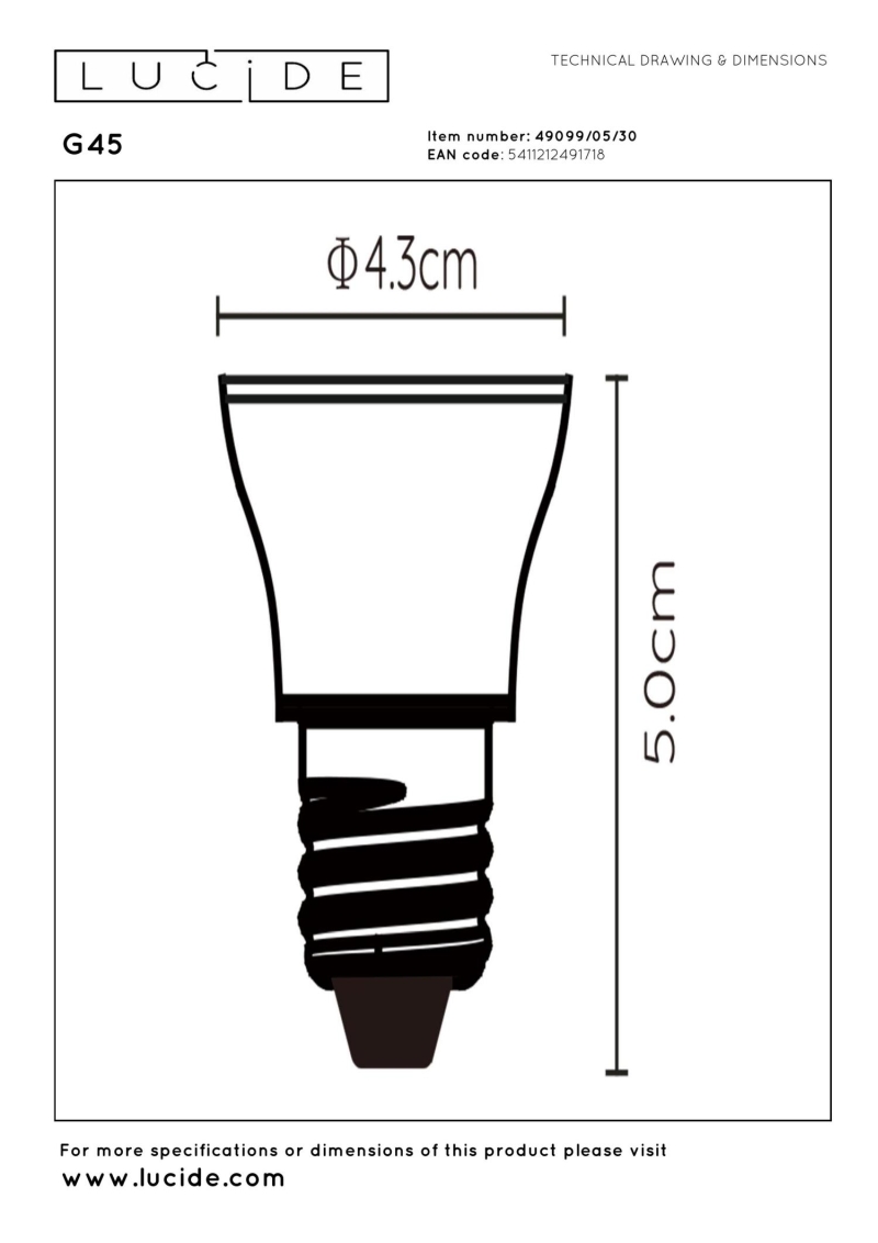 Lucide G45 - LED žiarovka - Ø 4,3 cm - LED Rozm. - E27 - 1x5W 2700K - 3 StepDim - Čierny